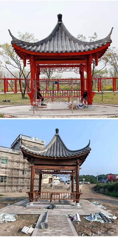 四角涼亭小青瓦亭子防腐木亭上門安裝鑫派園林古建工程